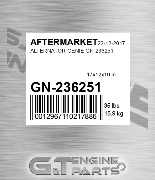 GN-236251 Alternator Genie Gn-236251 for AFTERMARKET