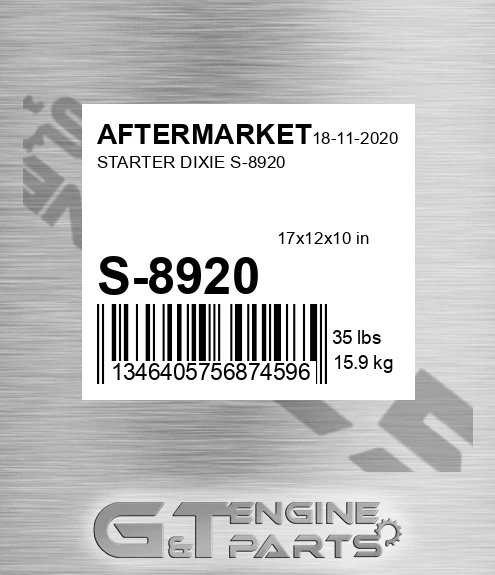 S-8920 Starter Dixie S-8920 for AFTERMARKET