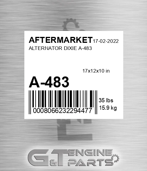 A-483 Alternator Dixie A-483 for AFTERMARKET