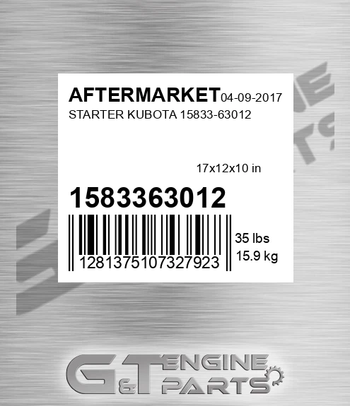 1583363012 Starter Kubota for AFTERMARKET
