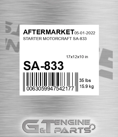 SA-833 Starter Motorcraft Sa-833 for AFTERMARKET