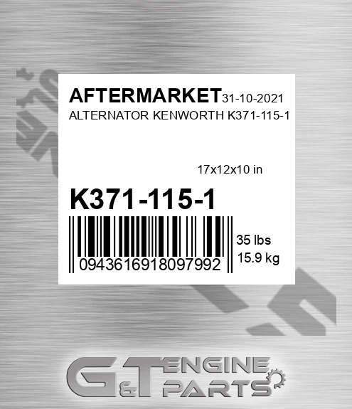 K371-115-1 Alternator Kenworth K371-115-1 for AFTERMARKET
