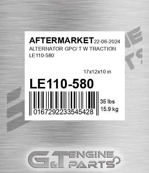 LE110-580 Alternator Gpc/ T W Traction Le110-580 for AFTERMARKET
