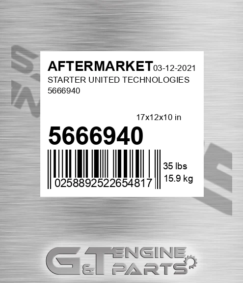 5666940 Starter United Technologies for AFTERMARKET