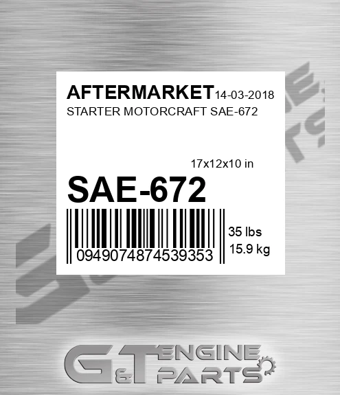 SAE-672 Starter Motorcraft Sae-672 for AFTERMARKET