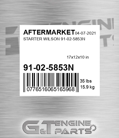 91-02-5853N Starter Wilson 91-02-5853n for AFTERMARKET