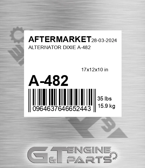 A-482 Alternator Dixie A-482 for AFTERMARKET
