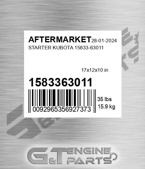 1583363011 Starter Kubota for AFTERMARKET
