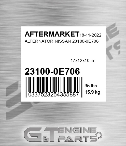 23100-0E706 Alternator Nissan 23100-0e706 for AFTERMARKET
