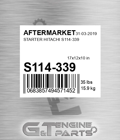 S114-339 Starter Hitachi S114-339 for AFTERMARKET