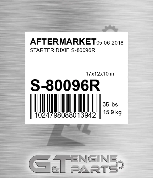 S-80096R Starter Dixie S-80096r for AFTERMARKET