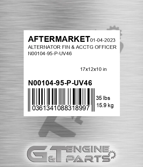 N00104-95-P-UV46 Alternator Fin & Acctg Officer N00104-95-p-uv46 for AFTERMARKET