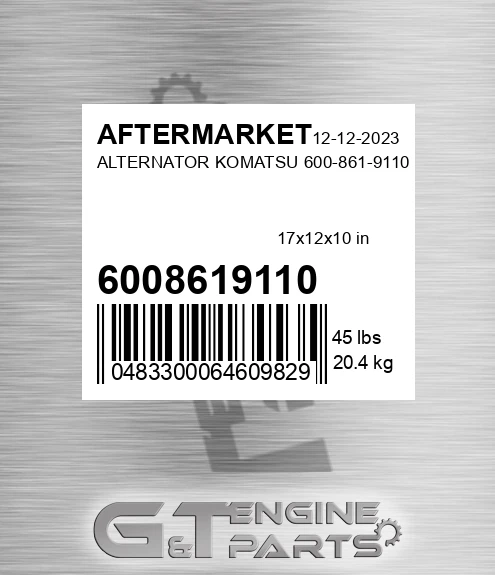 6008619110 Alternator Komatsu for AFTERMARKET