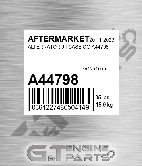 A44798 Alternator J I Case Co for AFTERMARKET
