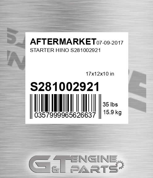 S281002921 Starter Hino S281002921 for AFTERMARKET