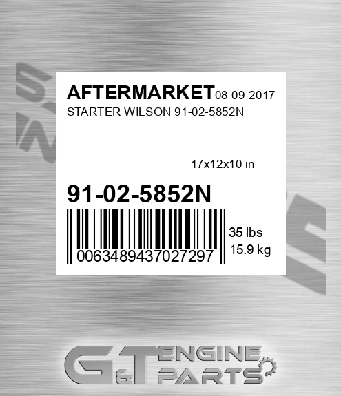 91-02-5852N Starter Wilson 91-02-5852n for AFTERMARKET