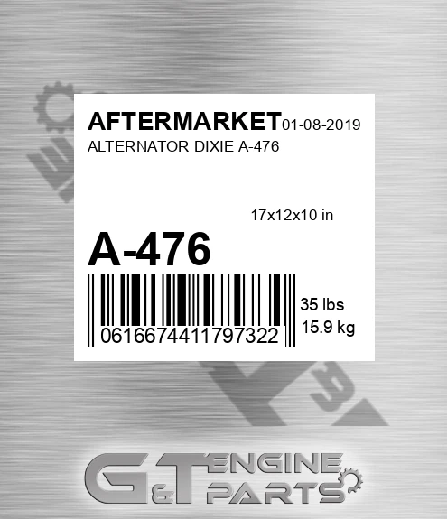 A-476 Alternator Dixie A-476 for AFTERMARKET