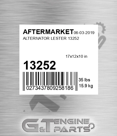13252 Alternator Lester for AFTERMARKET