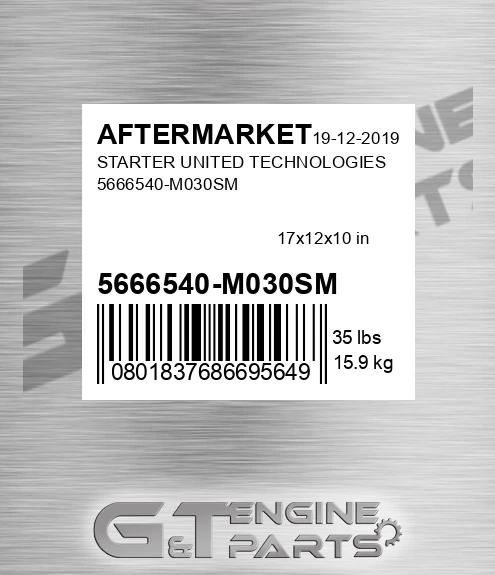 5666540-M030SM Starter United Technologies 5666540-m030sm for AFTERMARKET