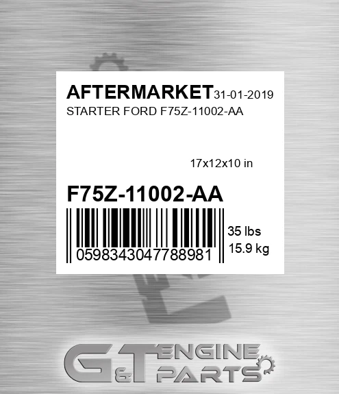 F75Z-11002-AA Starter Ford F75z-11002-aa for AFTERMARKET