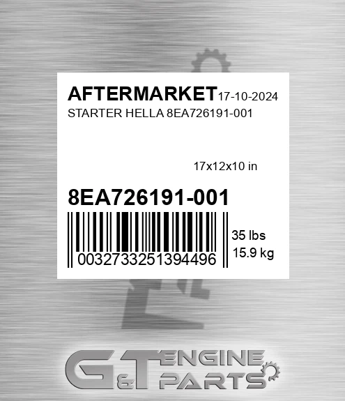8EA726191-001 Starter Hella 8ea726191-001 for AFTERMARKET