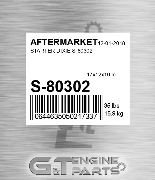 S-80302 Starter Dixie S-80302 for AFTERMARKET