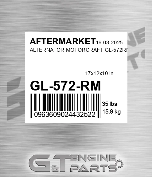 GL-572-RM Alternator Motorcraft Gl-572rm for AFTERMARKET