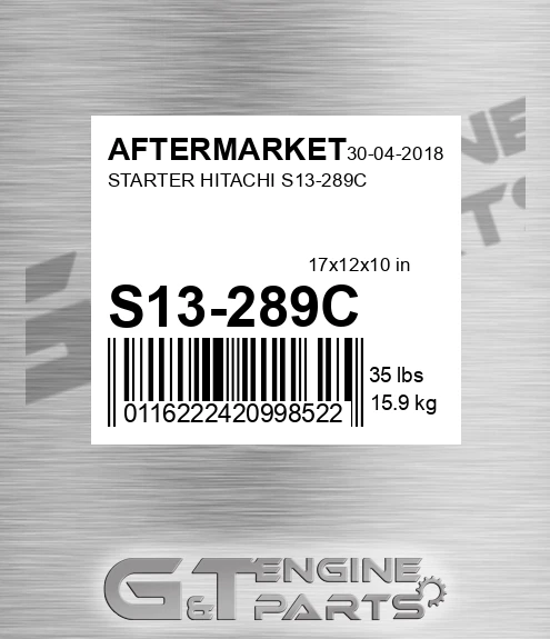 S13-289C Starter Hitachi S13-289c for AFTERMARKET