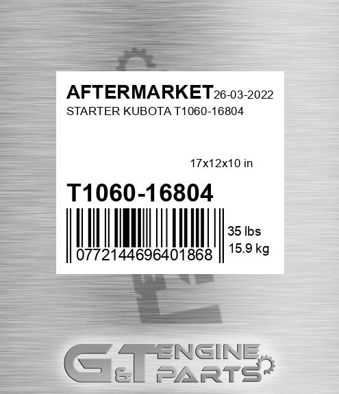 T1060-16804 Starter Kubota T1060-16804