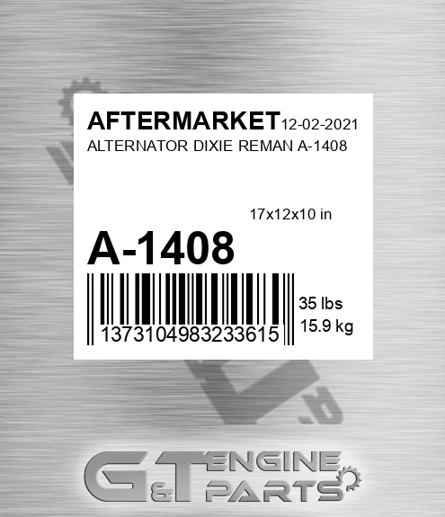 A-1408 Alternator Dixie Reman A-1408 for AFTERMARKET