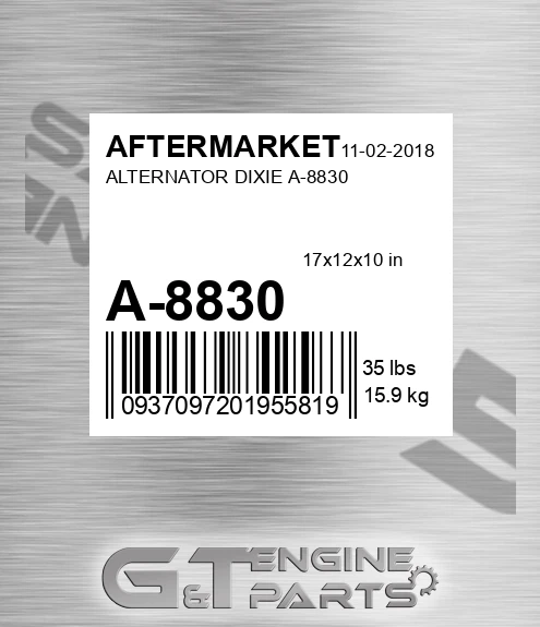 A-8830 Alternator Dixie A-8830 for AFTERMARKET