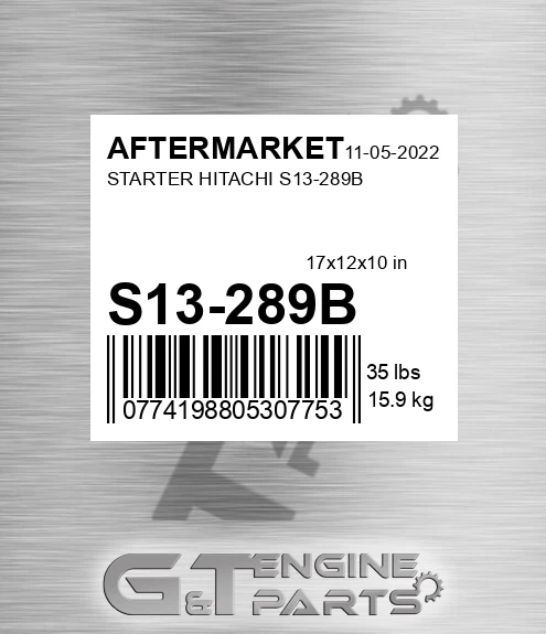 S13-289B Starter Hitachi S13-289b for AFTERMARKET