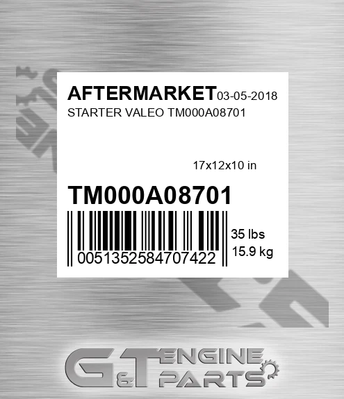 TM000A08701 Starter Valeo for AFTERMARKET