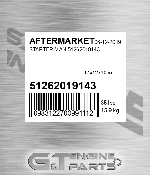 51262019143 Starter Man for AFTERMARKET