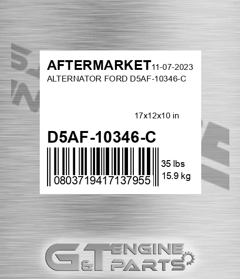D5AF-10346-C Alternator Ford D5af-10346-c for AFTERMARKET