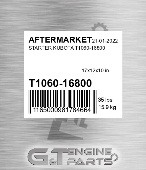 T1060-16800 Starter Kubota T1060-16800