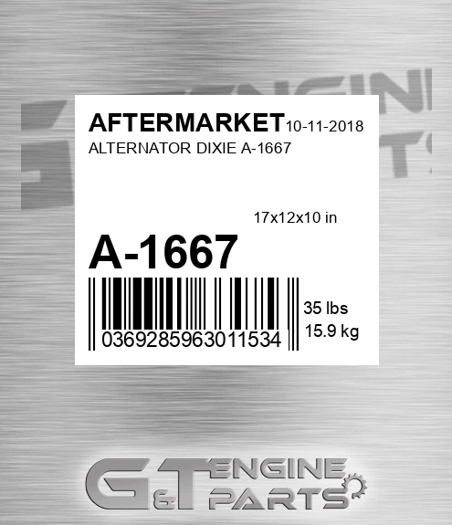 A-1667 Alternator Dixie A-1667 for AFTERMARKET