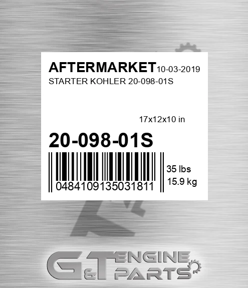 20-098-01S Starter Kohler 20-098-01s for AFTERMARKET