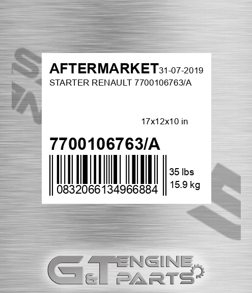 7700106763/A Starter Renault 7700106763/a for AFTERMARKET