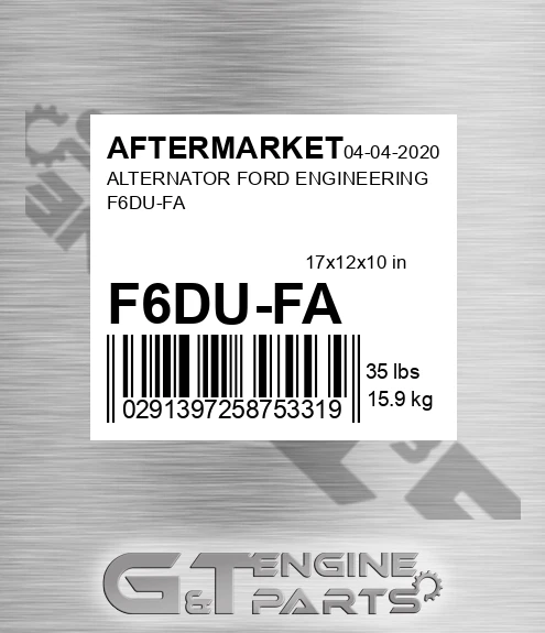 F6DU-FA Alternator Ford Engineering F6du-fa for AFTERMARKET