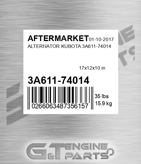 3A611-74014 Alternator Kubota 3a611-74014