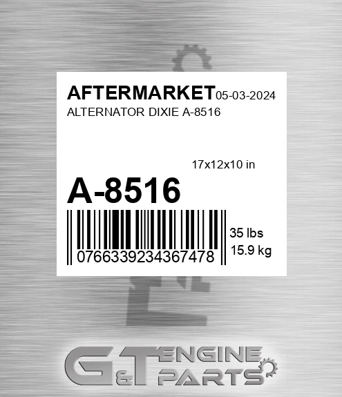 A-8516 Alternator Dixie A-8516 for AFTERMARKET