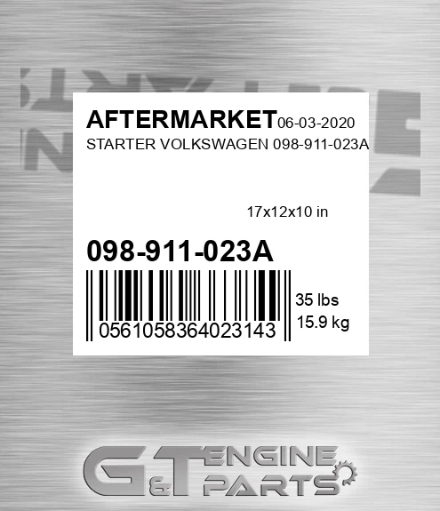 098-911-023A Starter Volkswagen 098-911-023a for AFTERMARKET