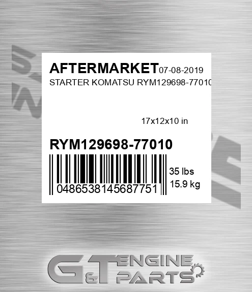 RYM129698-77010 Starter Komatsu Rym129698-77010 for AFTERMARKET