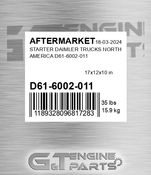 D61-6002-011 Starter Daimler Trucks North America D61-6002-011 for AFTERMARKET