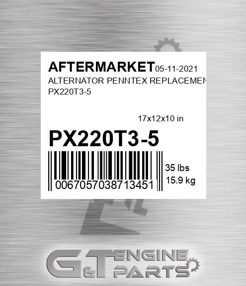 PX220T3-5 Alternator Penntex Replacement Px220t3-5 for AFTERMARKET