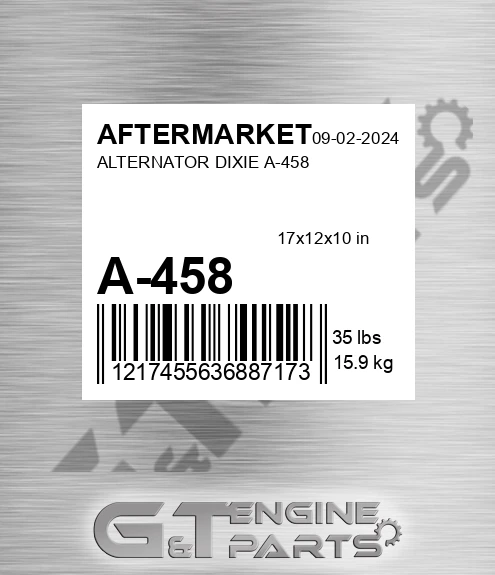 A-458 Alternator Dixie A-458 for AFTERMARKET