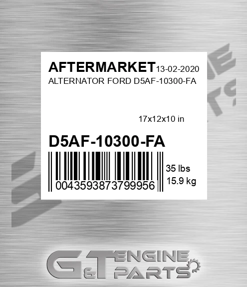D5AF-10300-FA Alternator Ford D5af-10300-fa for AFTERMARKET