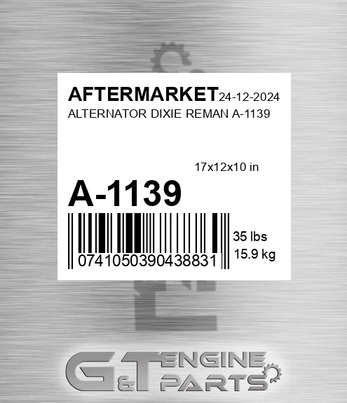A-1139 Alternator Dixie Reman A-1139 for AFTERMARKET