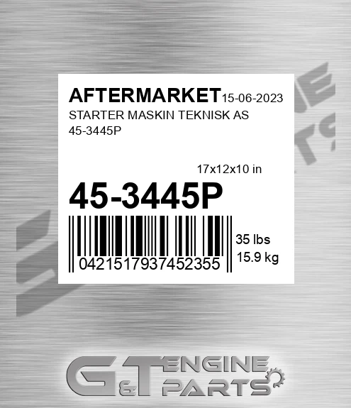 45-3445P Starter Maskin Teknisk As 45-3445p for AFTERMARKET
